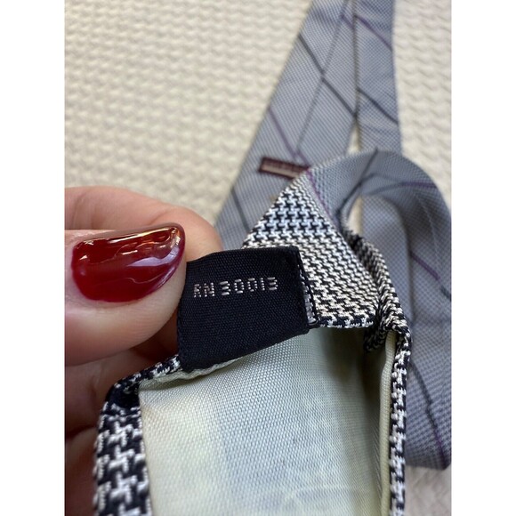 Nordstrom Tie Men's Designer Necktie Black White Houndstooth 100% Silk England - Picture 4 of 7
